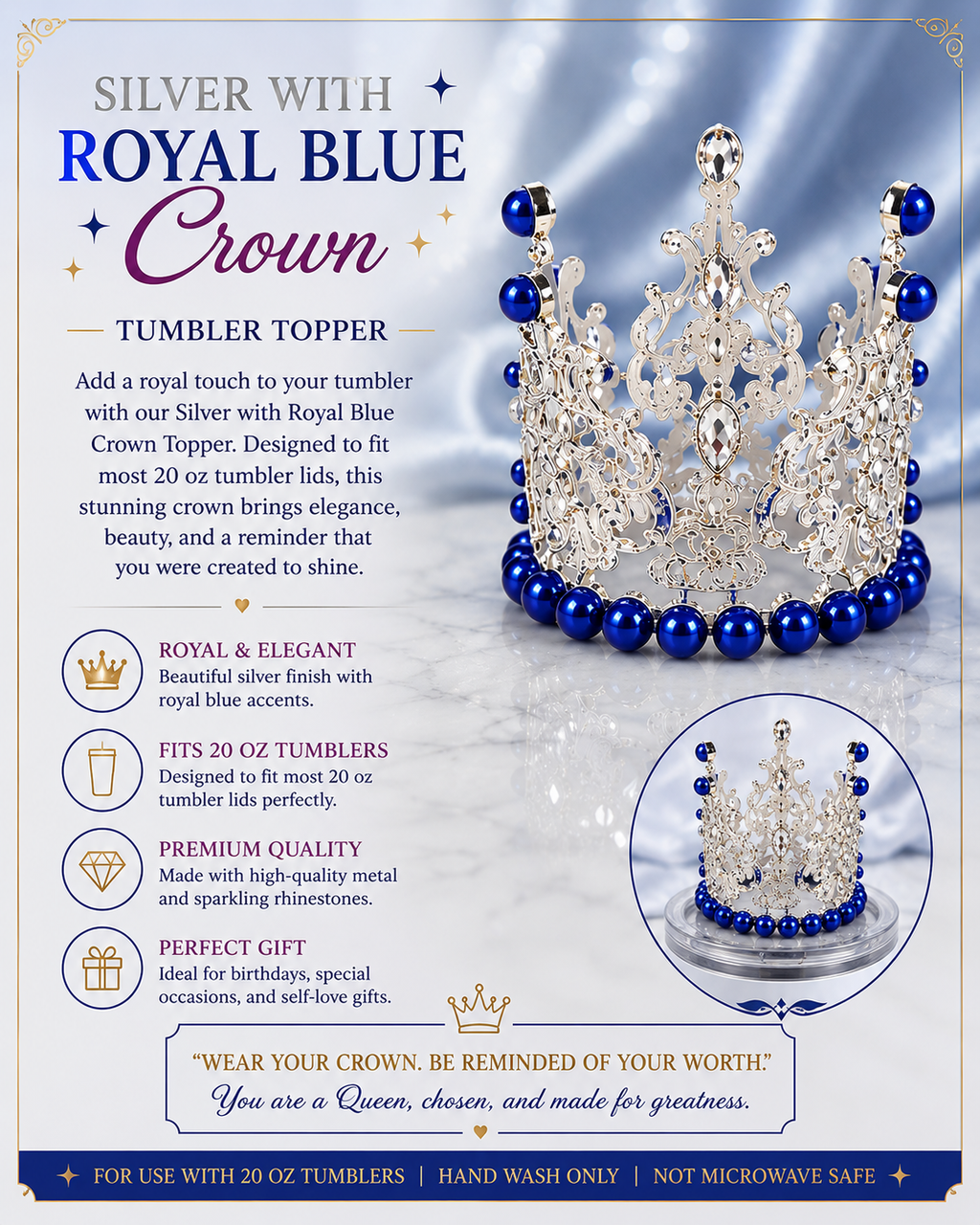 Silver with Royal Blue Crown